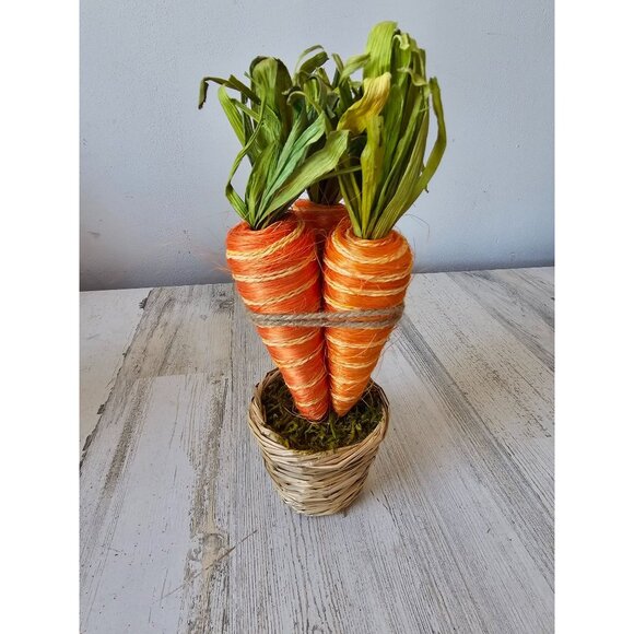Sisal Carrot basket realistic life size spring Easter decor vegetable shabby chi - Picture 1 of 7